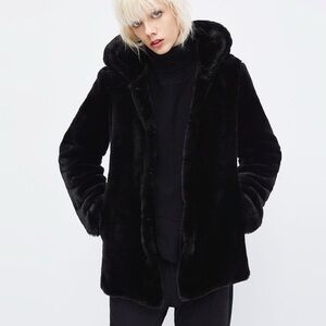 Zara Faux Fur Hooded Coat